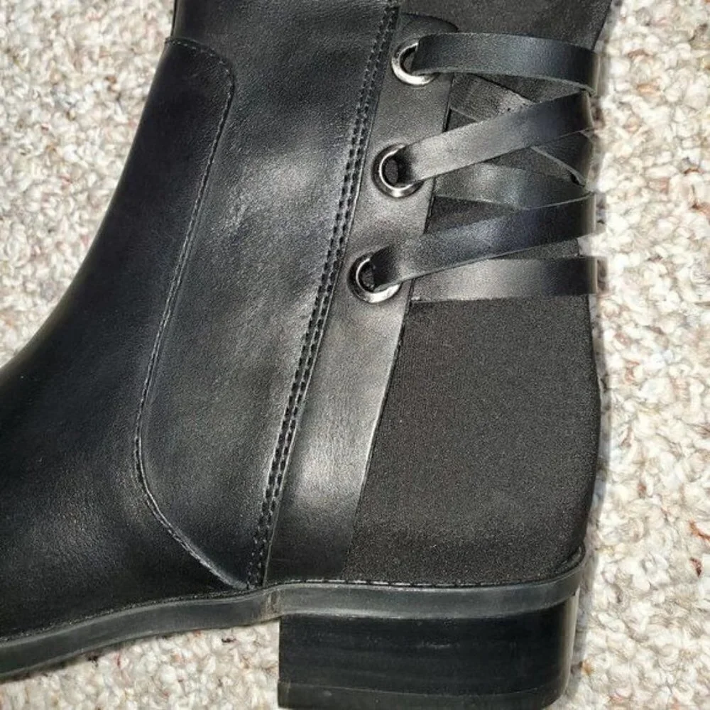 Vince Camuto Women Long Knee high Low Heel Riding Leather Boots Black Size 6.5 M